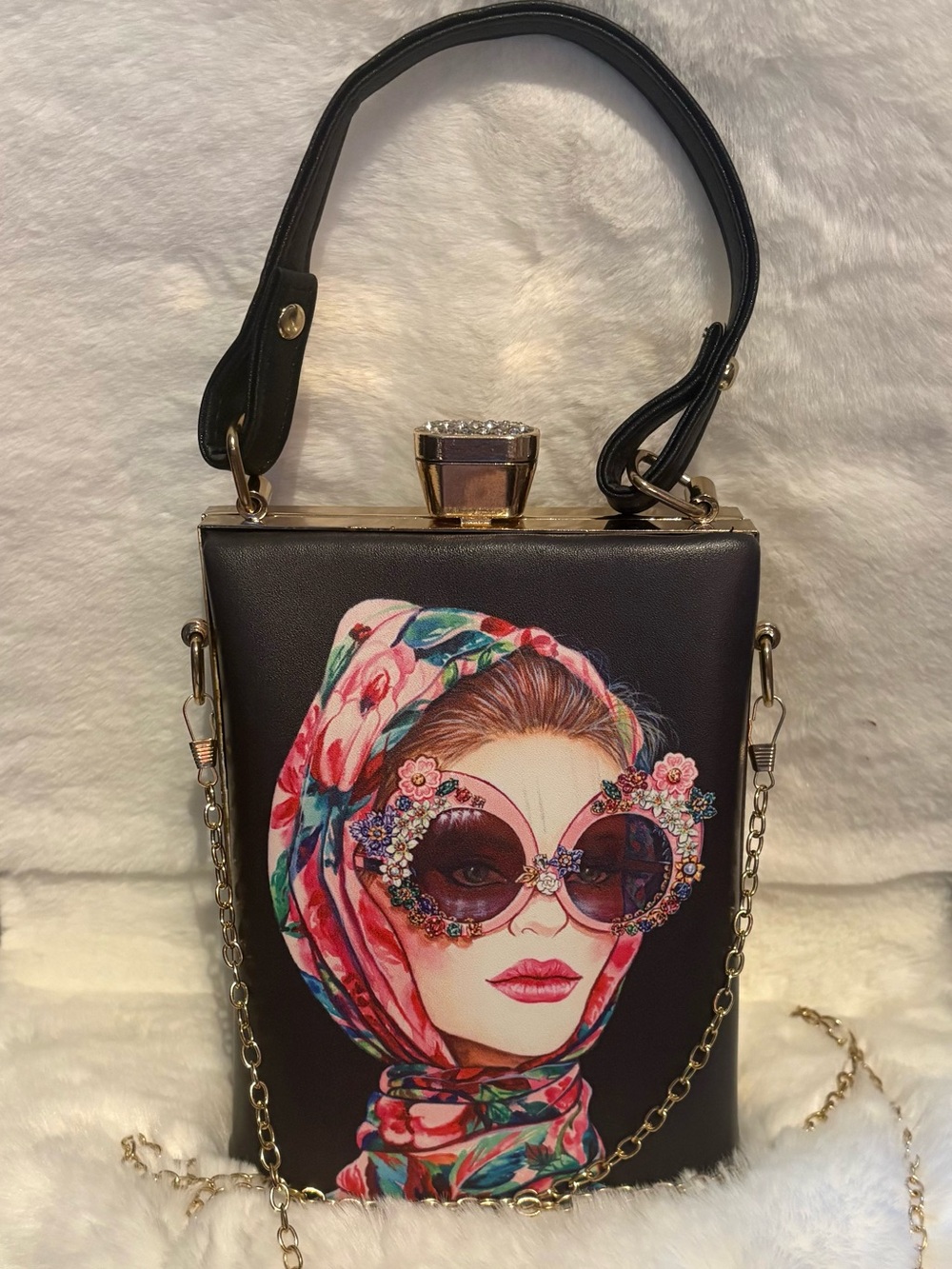 New York Audrey Glamour Mini Crossbody Bag Top Handle gold chain